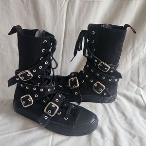 Demonia Buckle High Tops, sneaker style soles
